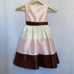 Rare Edition Girls Color Block Easter Spring Dress Size 5 Pink White Party EUC